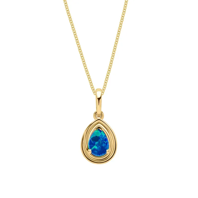 9ct Yellow Gold Opal Doublet Teardrop Pendant 9ct Yellow Gold Opal Doublet Teardrop Pendant