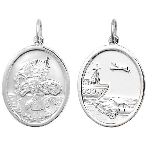 Silver Oval St Christopher Double Sided G6823