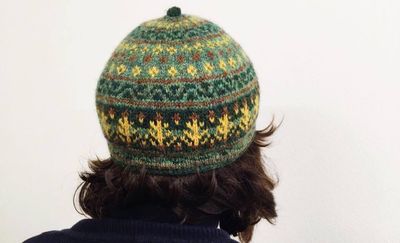 Hand Knitted Fair Isle Shetland wool hat