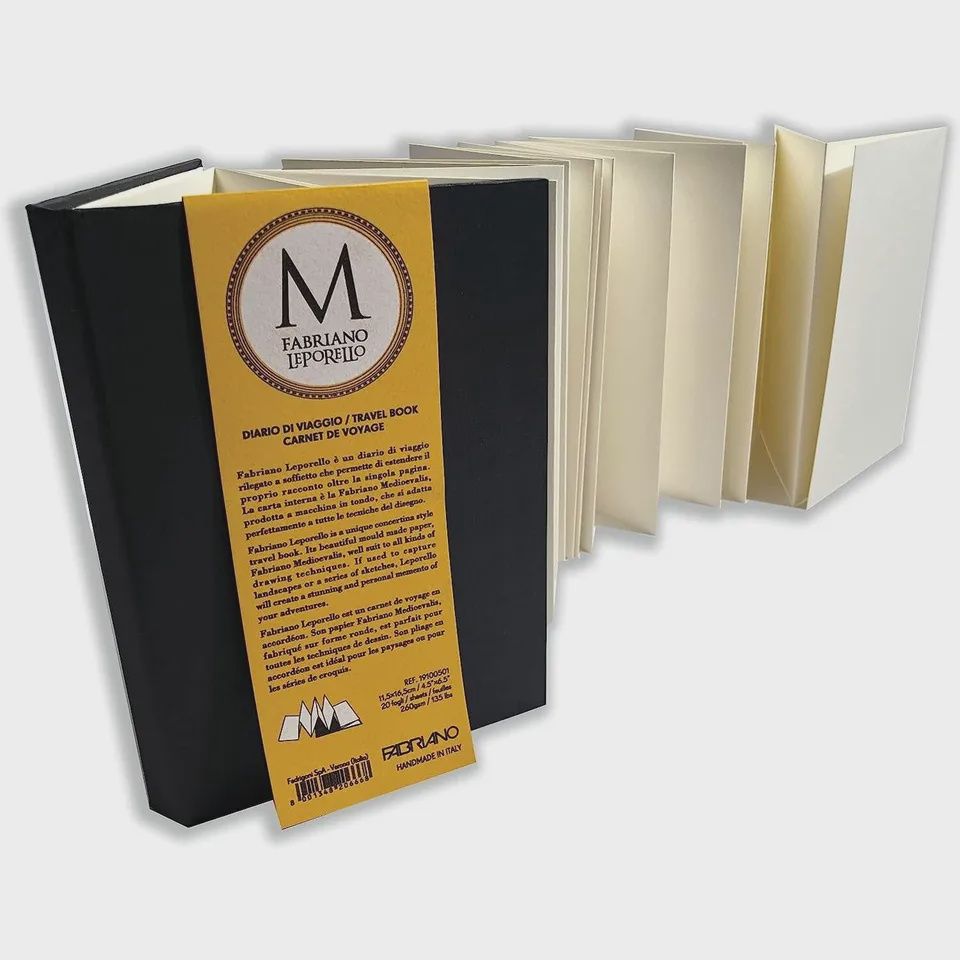 A5 Black Fabriano Leporello Concertina Travel Book