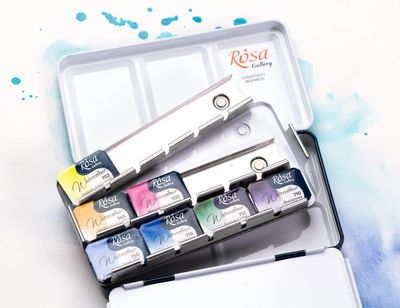 rosa watercolour paint set in tin