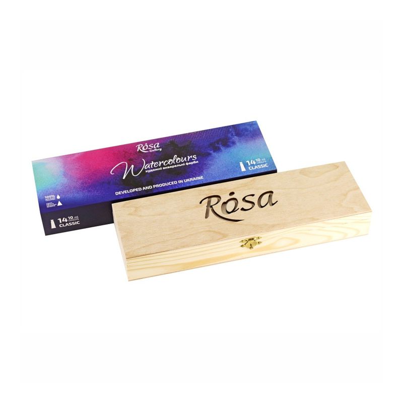 rosa watercolour paint in wooden box 14x10ml assorted