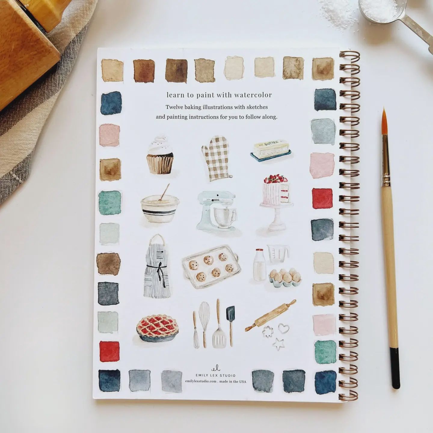 Emily Lex Studio watercolour workbook, title: baking
