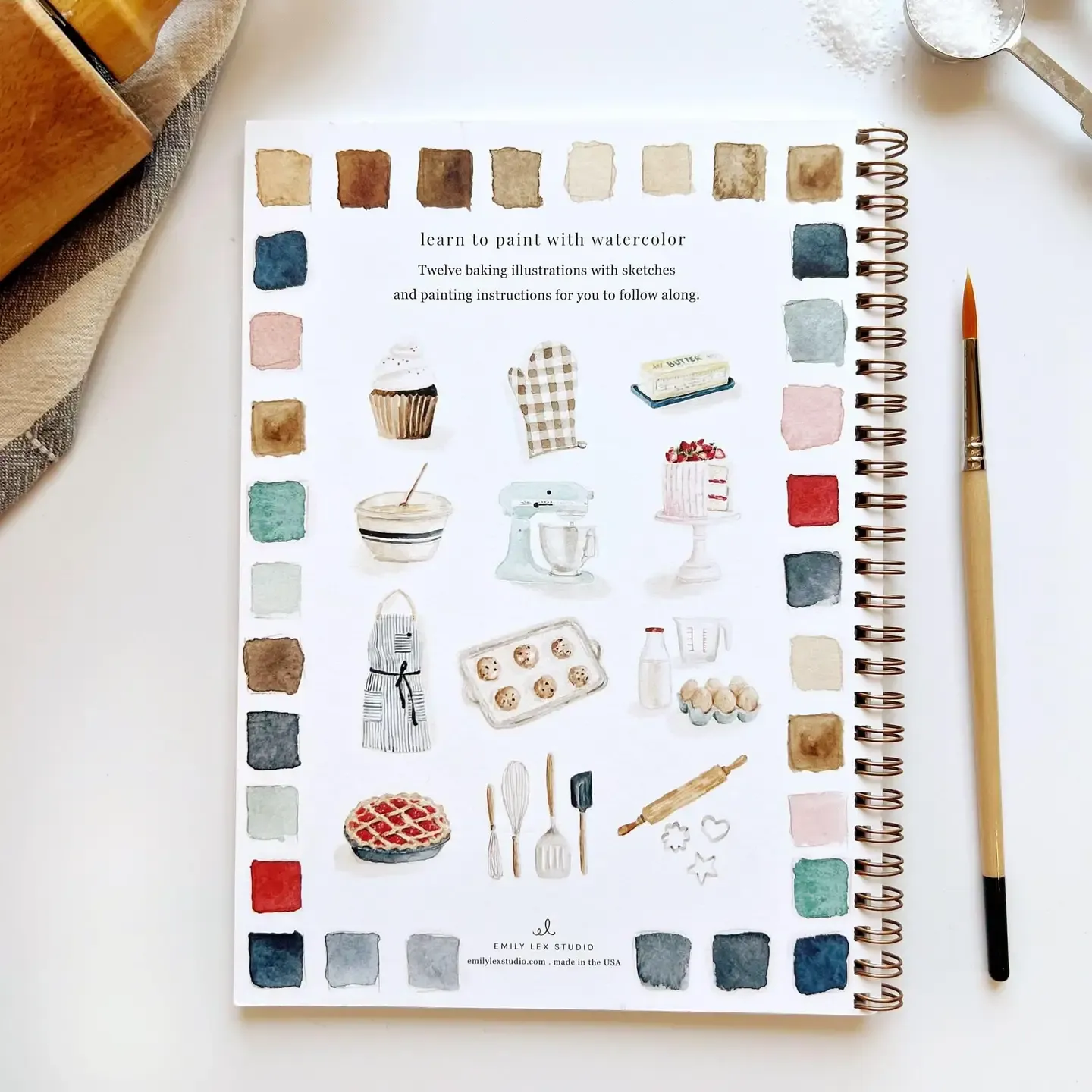 Emily Lex Studio watercolour workbook, title: baking