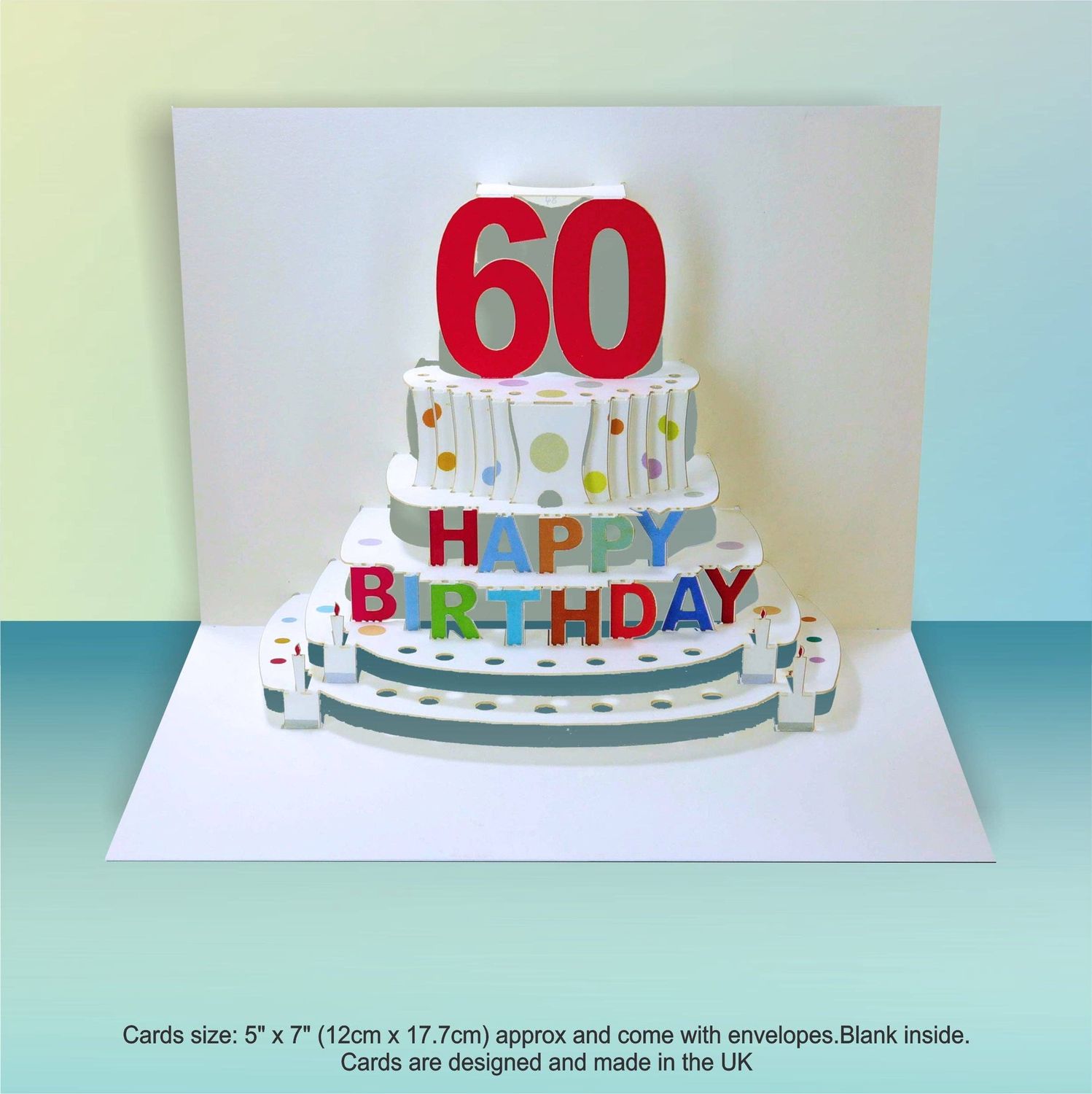 60th Birthday Pop Up Cake Age 60 - red/multi colour