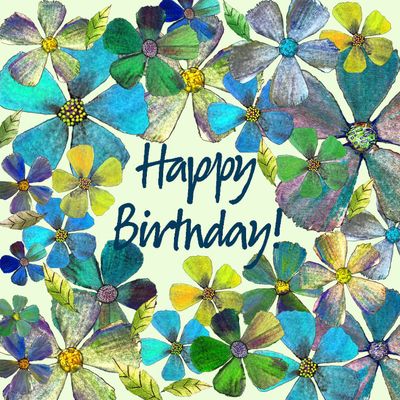 Birthday Flowers - blue