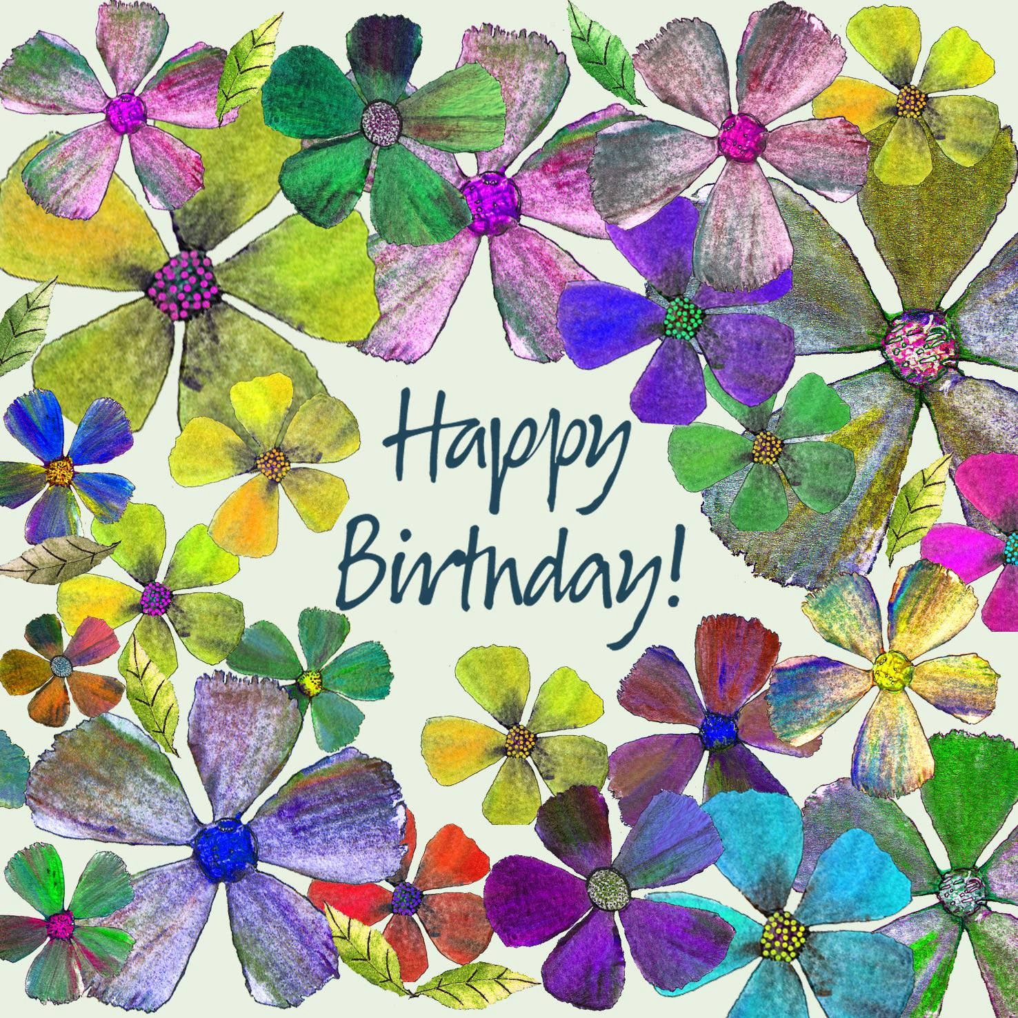 Birthday Flowers - brights, Size: Small - 125mm x 125mm