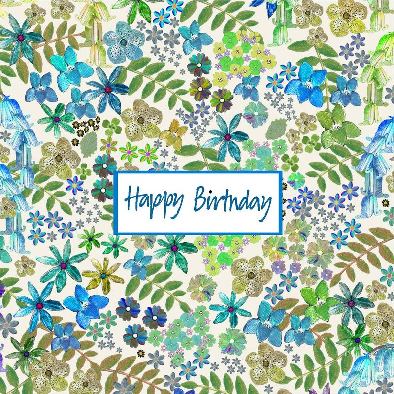 Blooming Birthday blue &amp; green