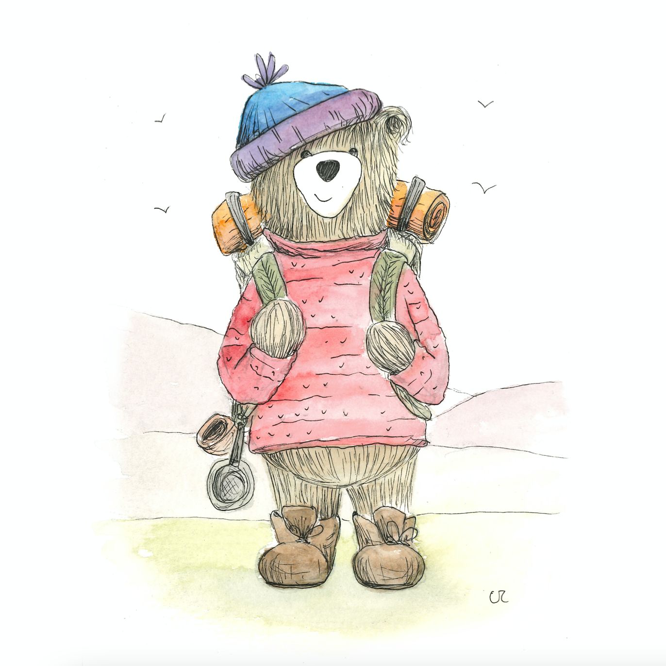 Hiker Bear Greetings Card