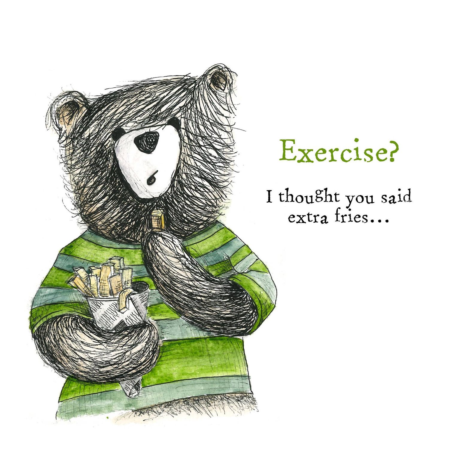 Extra Fries Bear Greetings Card