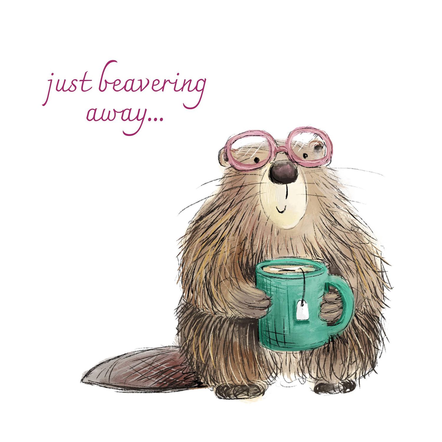 Beavering Away Greetings Card