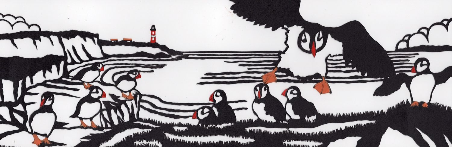 artist card by Kevin O'Neill - Puffins