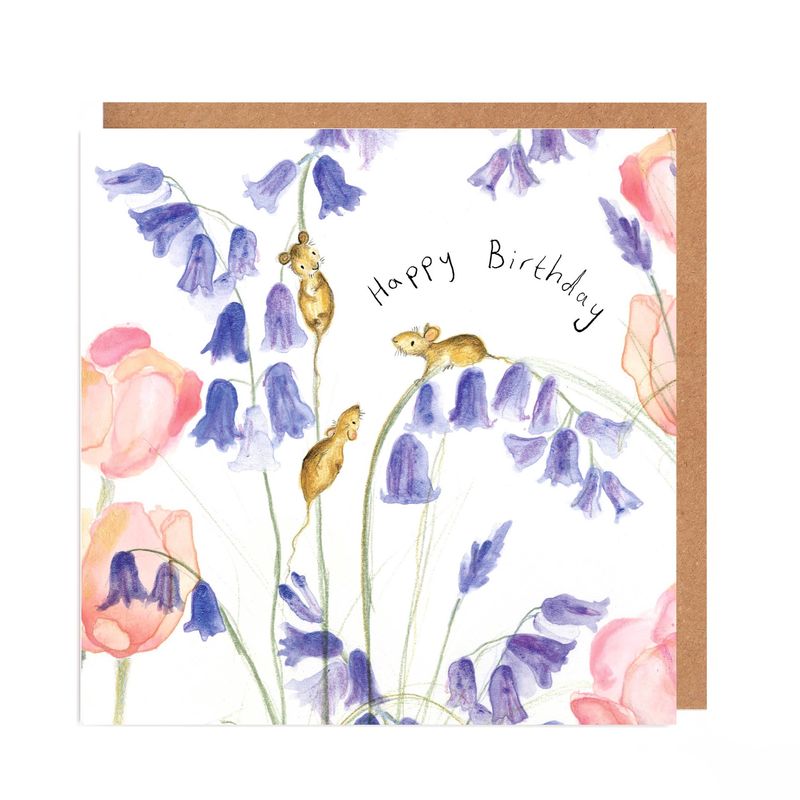 Bluebell and Mice Birthday card