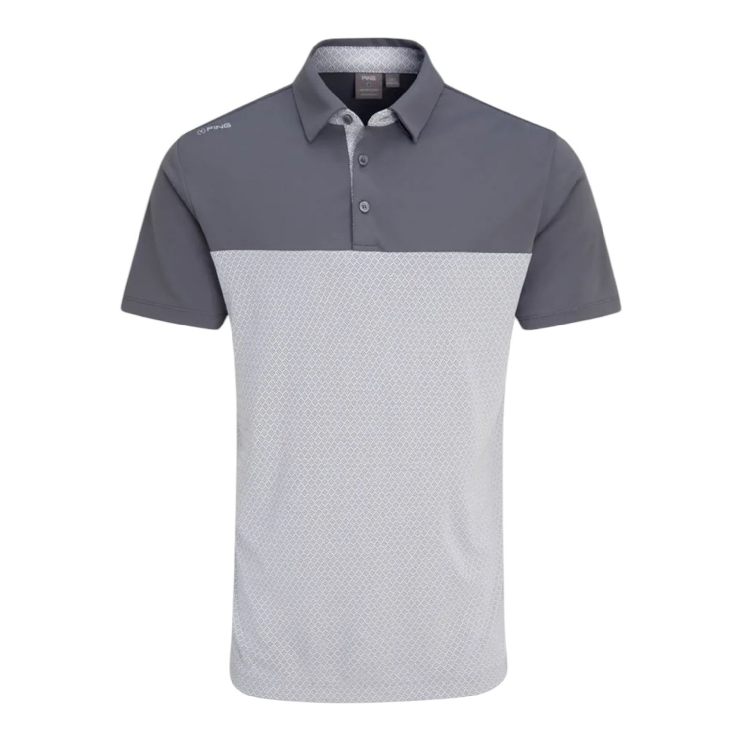 PING Hall Mens Polo Shirt, Colour: Rock/Grey, Size: S