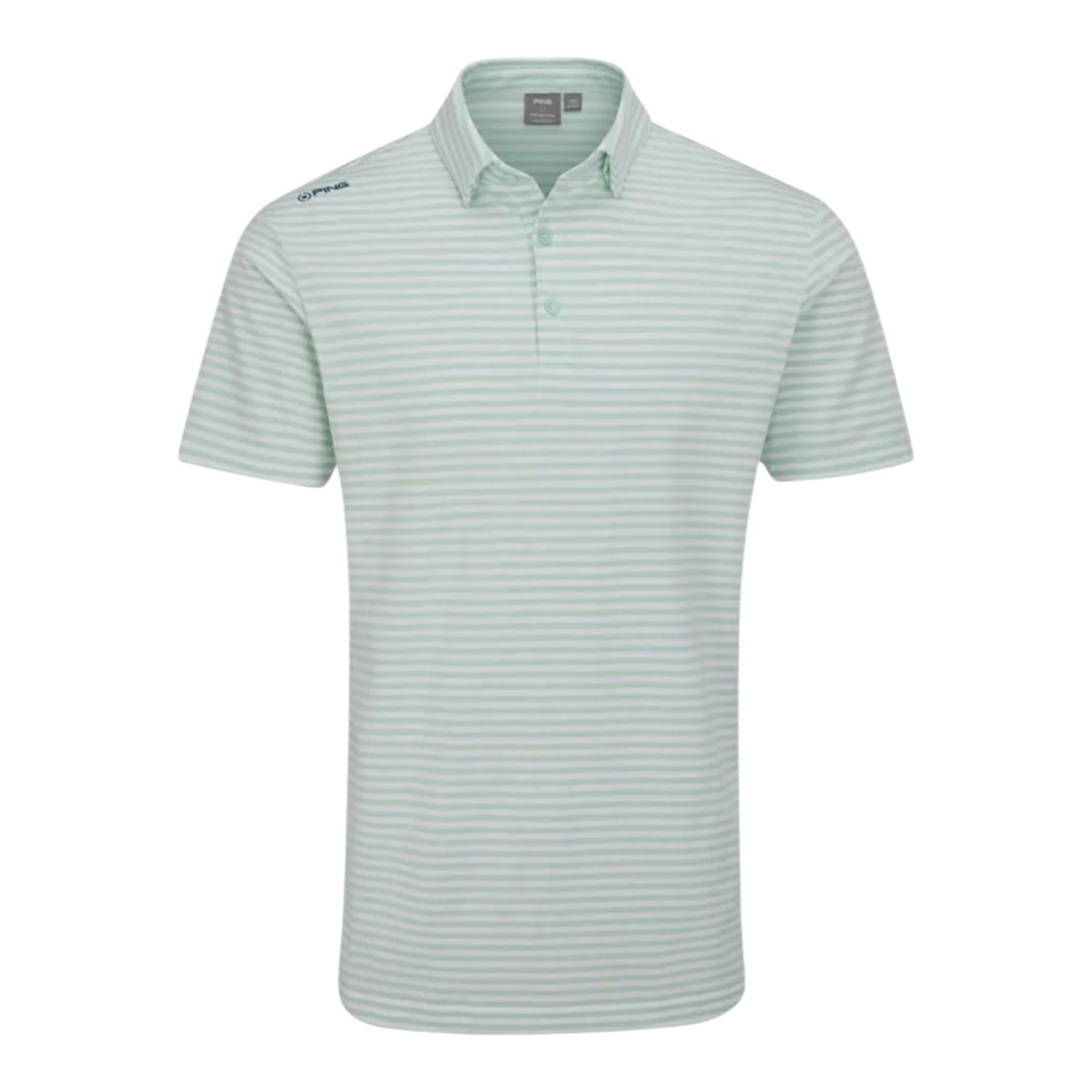 PING Owain Mens Polo Shirt, Colour: Misty Green/White, Size: S