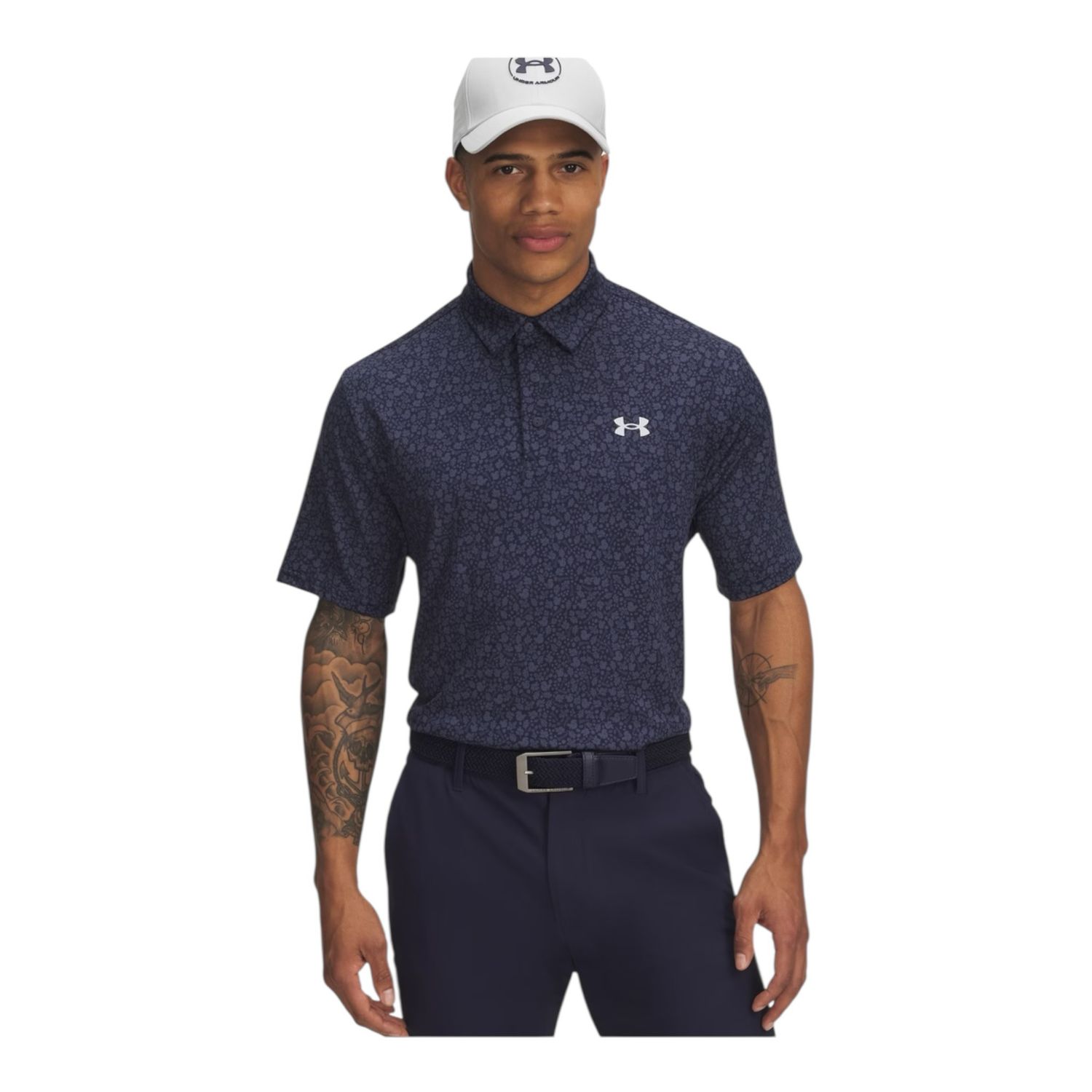 Under Armour Playoff 3.0 Printed Polo, Size: Medium, Colour: Midnight Navy - Downpour Gray