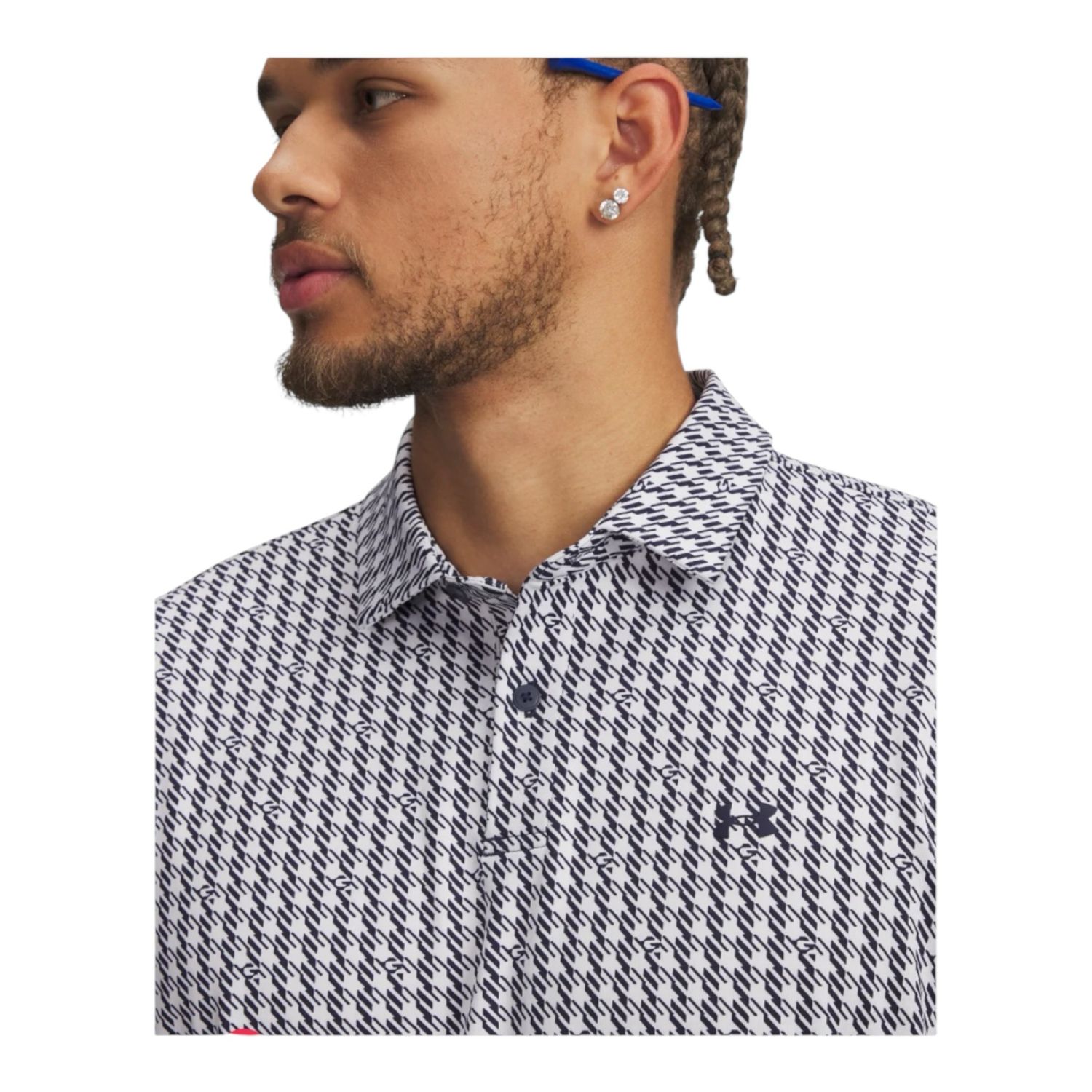 Under Armour Tee to Green Printed Polo, Size: Medium, Colour: Midnight Navy - White