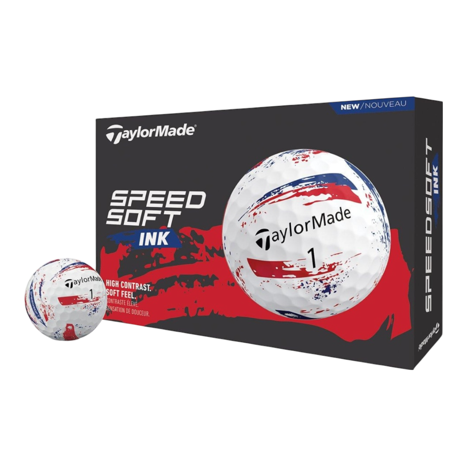 TaylorMade SpeedSoft Ink Golf Balls - Red &amp; Blue