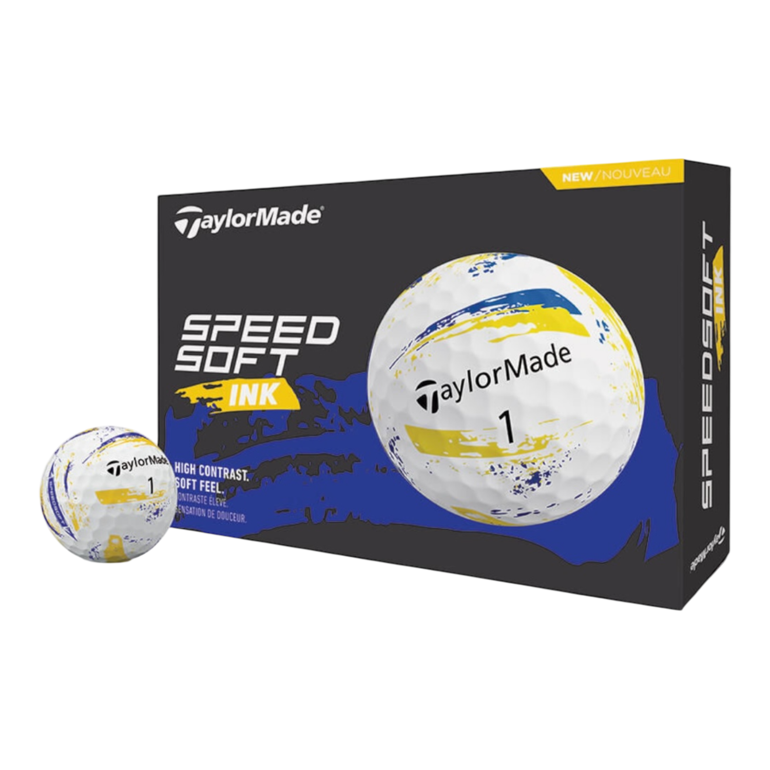 TaylorMade SpeedSoft Ink Golf Balls - Yellow &amp; Blue