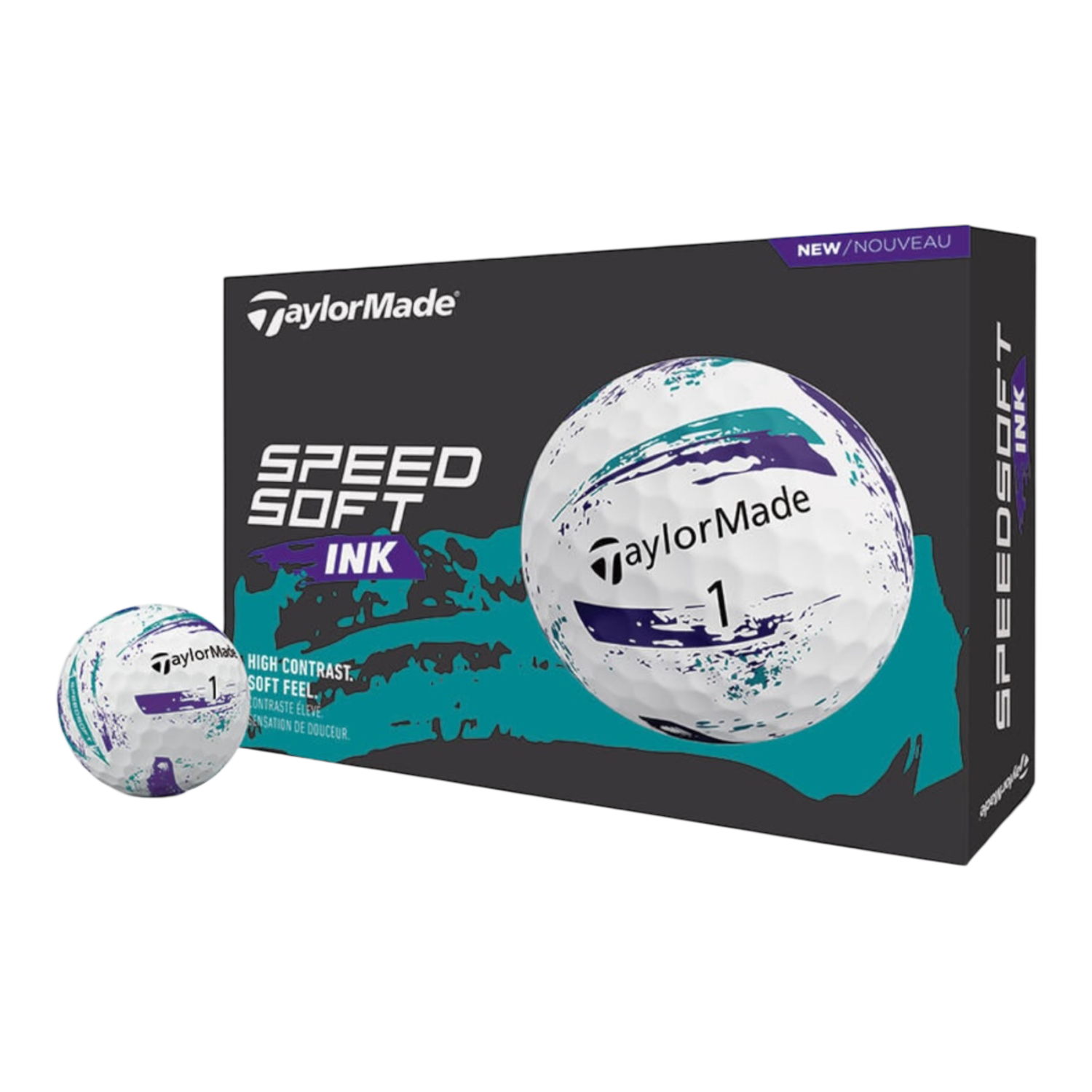 TaylorMade SpeedSoft Ink Golf Balls - Purple &amp; Teal
