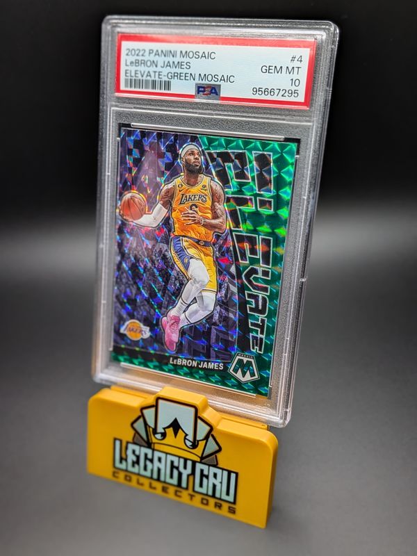 2022 Panini Mosaic Elevate #4 LeBron James Elevate-Green Mosaic