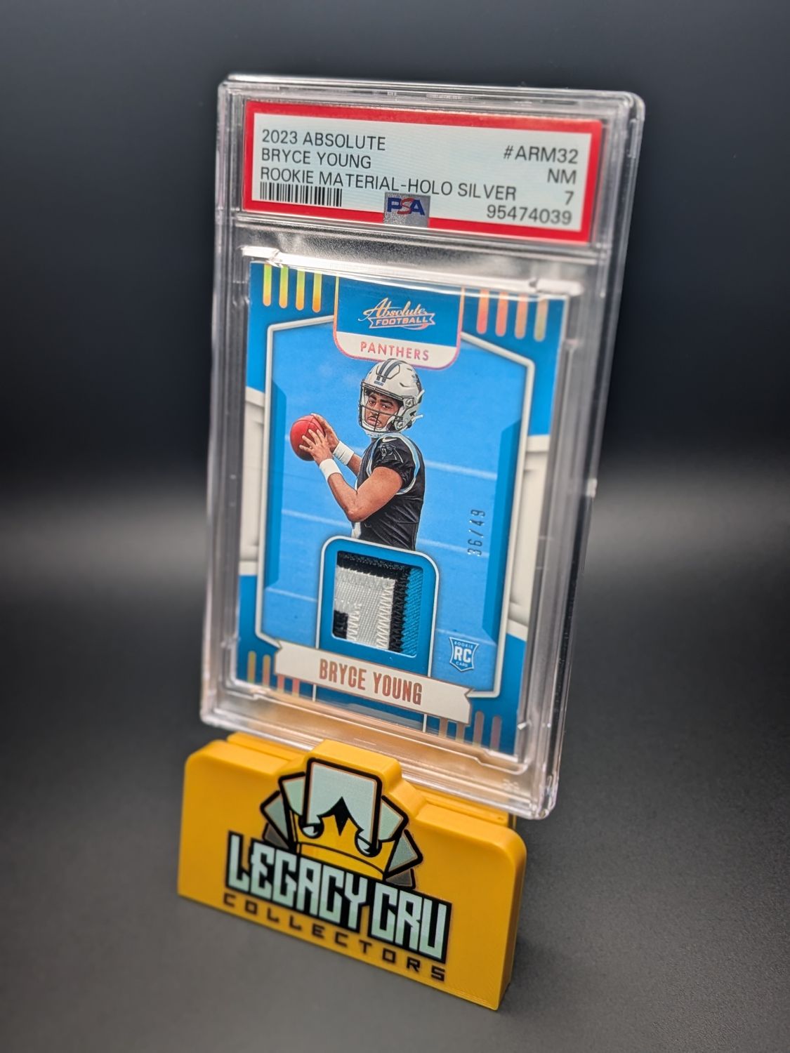 2023 Panini Absolute Absolute Rookie Materials #ARM32 Bryce Young Rookie Material-Holo Silver [36/49] (PSA Cert #95474039)