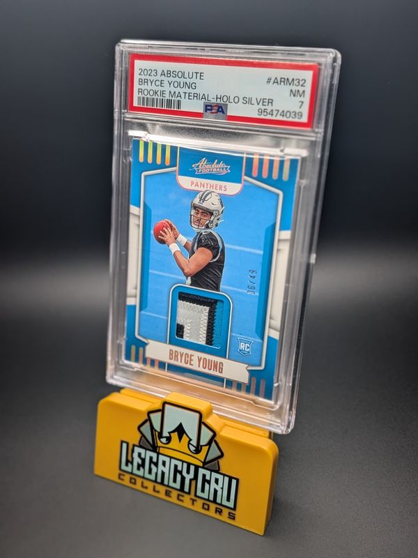 2023 Panini Absolute Absolute Rookie Materials #ARM32 Bryce Young Rookie Material-Holo Silver [36/49] (PSA Cert #95474039)