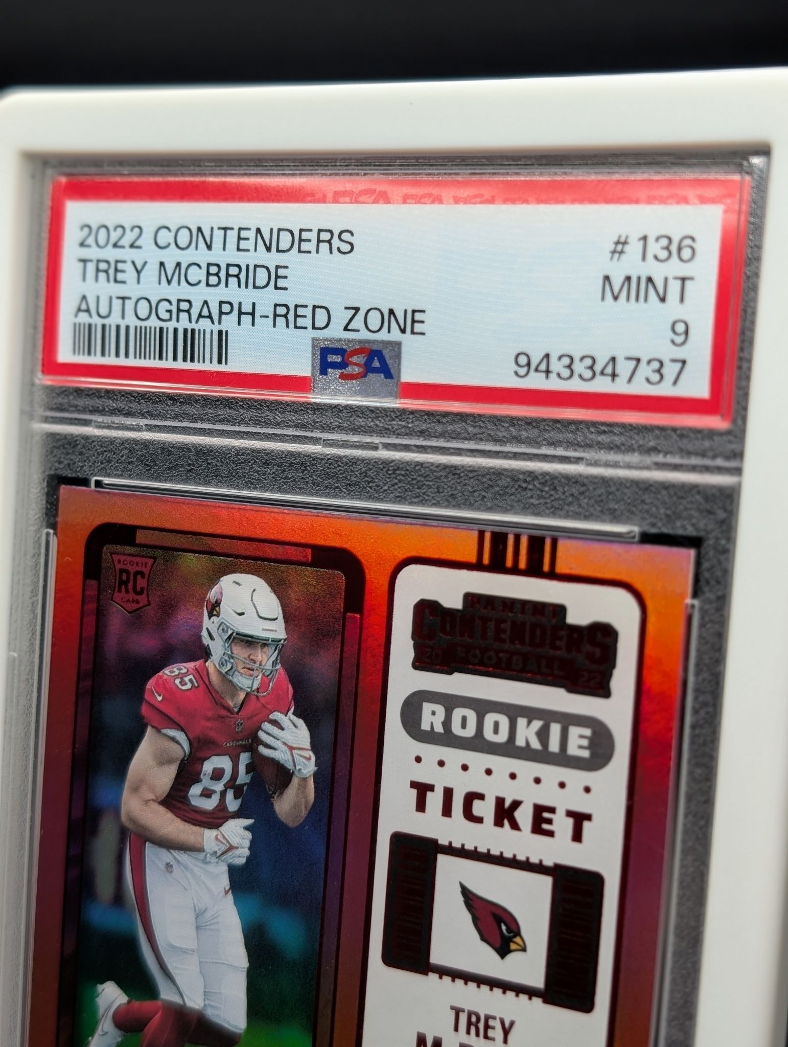 2022 contenders Trey McBride autograph Red zone