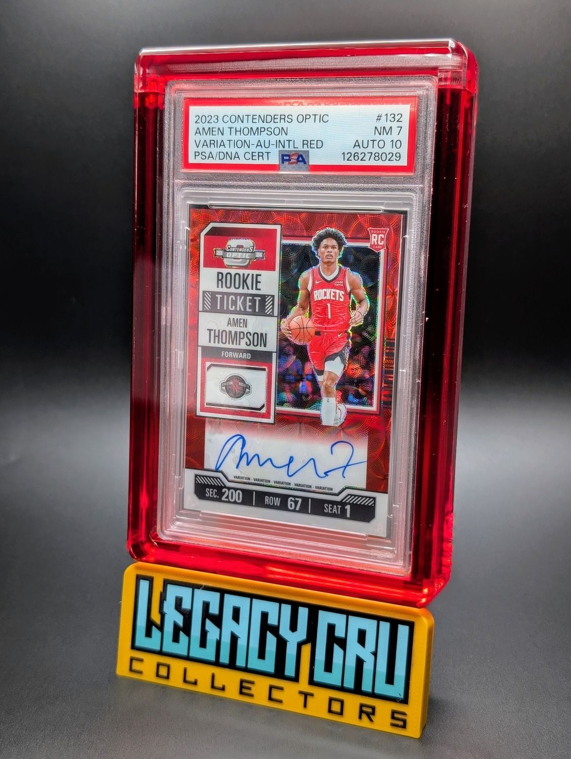 2023-24 Contenders Optic Amen Thompson #132 RC Rookie Ticket Auto Red Scope