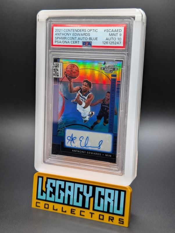 2021-22 Panini Contenders Optic Anthony Edwards Sophomore Auto Blue /75 PSA 9