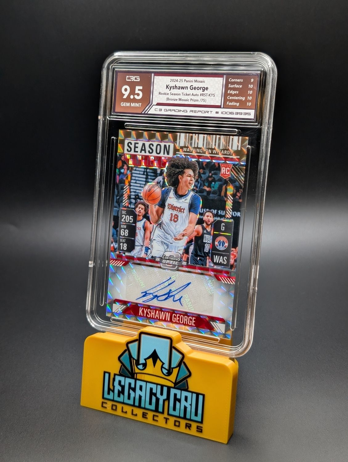 2024-25 Panini Mosaic kyshawn George rookie season ticket Auto bronze Mosaic Prizm C3 9.5 2024-25 Panini Mosaic kyshawn George rookie season ticket Auto bronze Mosaic Prizm C3 9.5