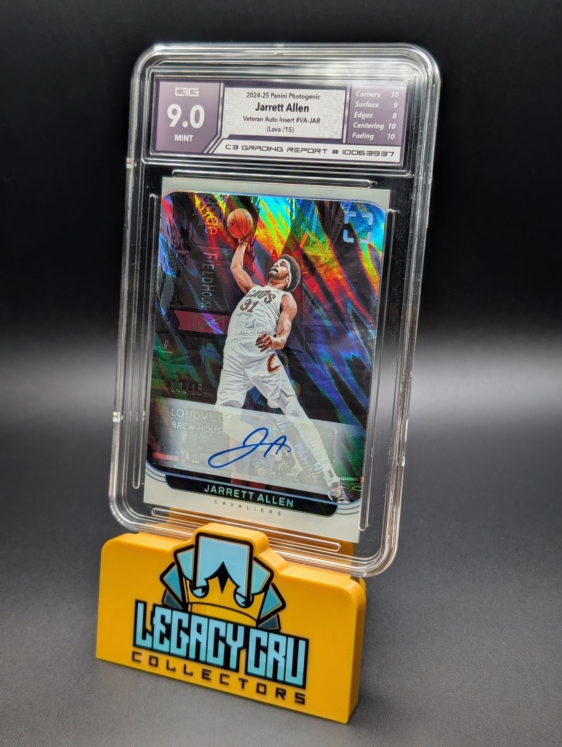 2024-25 Photogenic Jarrett Allen Auto Lava /15 C3 9.0 MINT