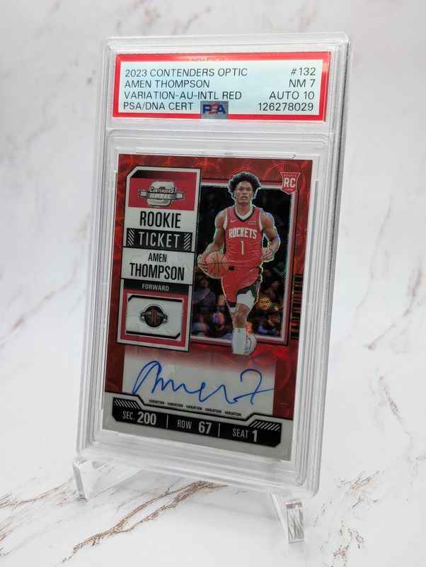 2023-24 Contenders Optic Amen Thompson #132 RC Rookie Ticket Auto Red Scope