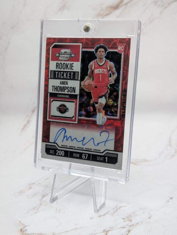 2023-24 Contenders Optic Amen Thompson #132 RC Rookie Ticket Auto international Red Scope