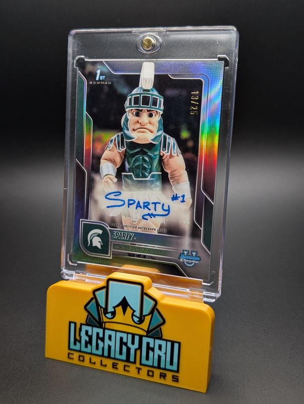 2025 Bowman U Chrome Sparty Michigan State Mascot Auto Refractor 13/25 SSP