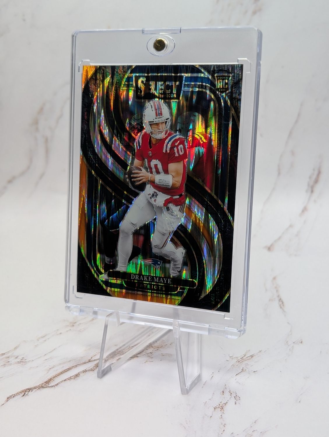 2024 Panini Select Premier Level Drake Maye #113 Black Orange Shock Prizm (RC)