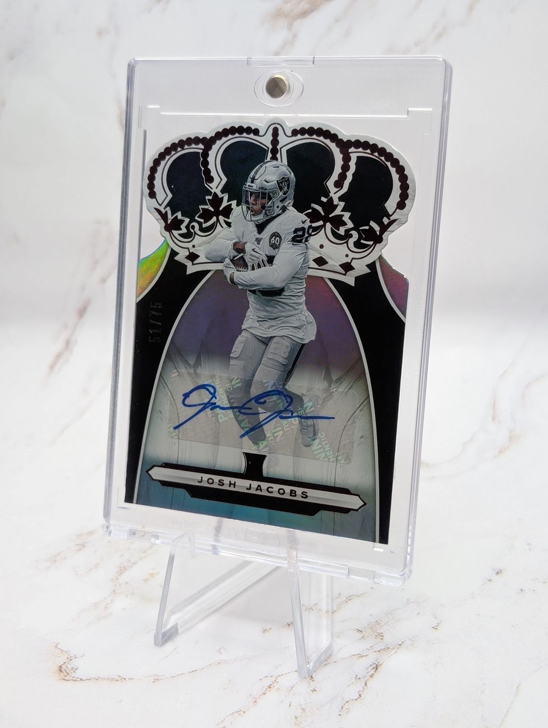 2019 Chronicles Crown Royale - Josh Jacobs Rookie Die-Cut Auto Red /75  (RC,AU)