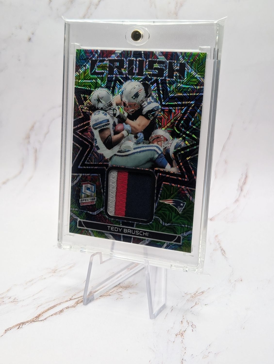 2023 Panini Spectra Football Teddy Bruschi Meta Prizm Patch /25