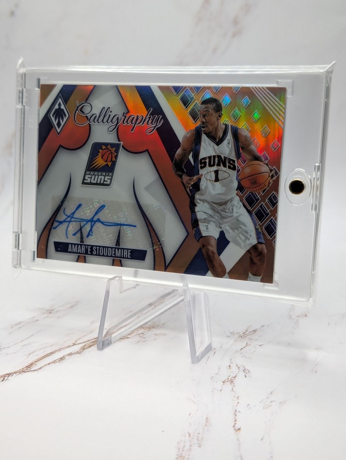 2023-24 Panini Phoenix Basketball Amar'e Stoudemire Calligraphy Autograph Orange /49