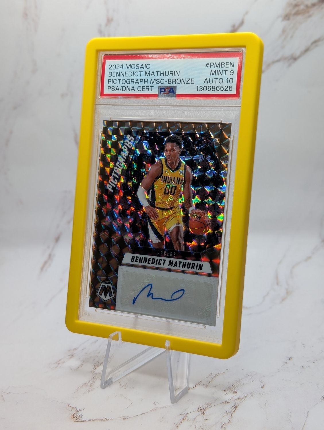 2024-25 Panini Mosaic Bennedict Mathurin #PM-BEN Pictographs Bronze Auto /49