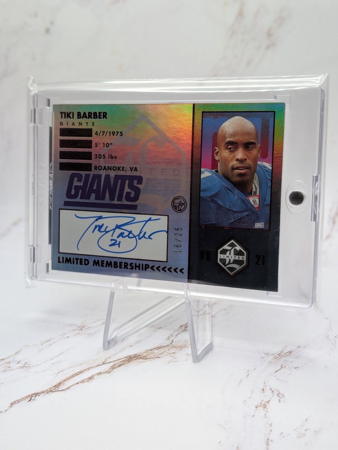 2023 Panini Limited Limited Membership Tiki Barber #MEM-TBA/25 (AU)