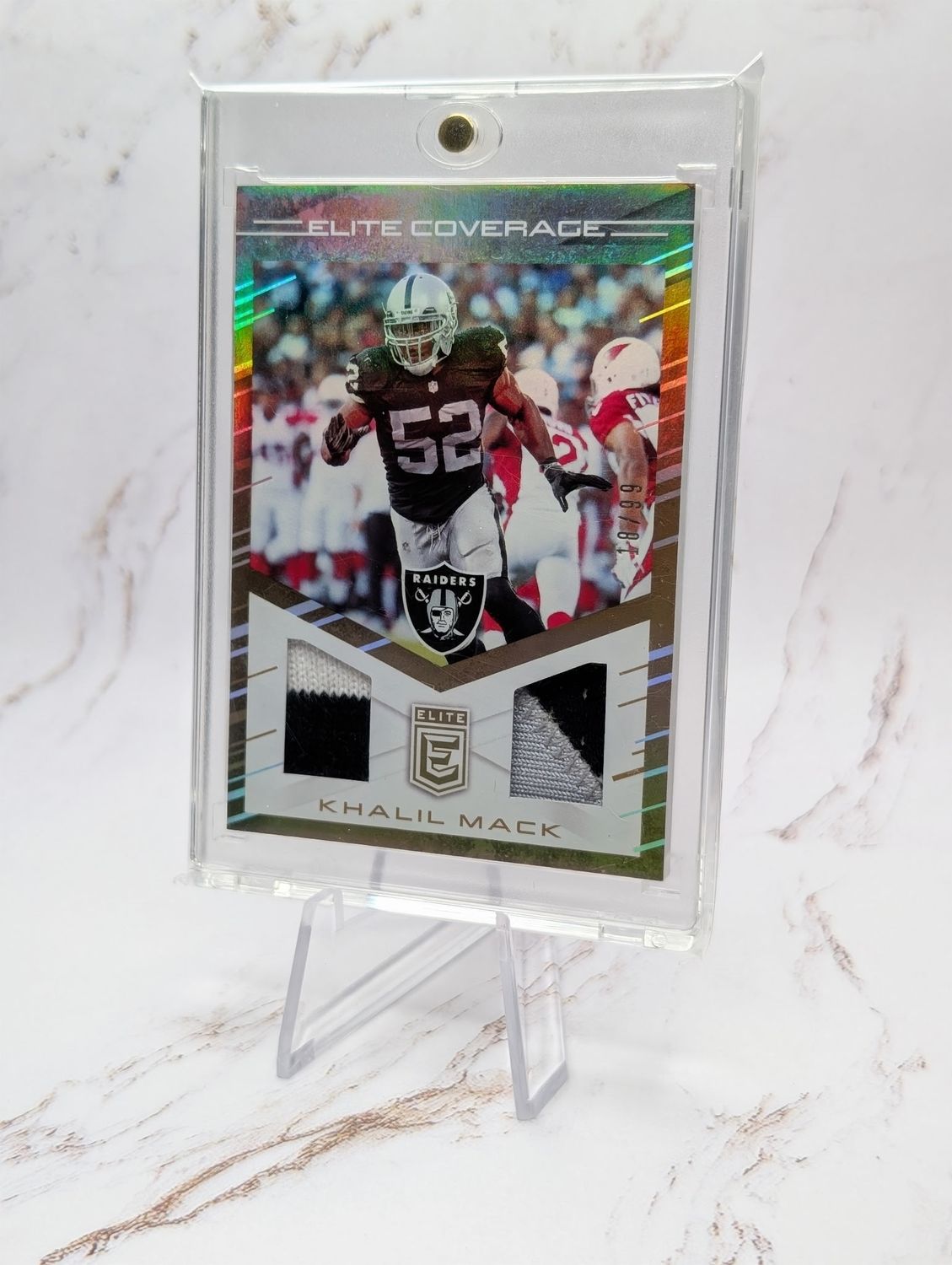 2016 Donruss Elite Elite Coverage Khalil Mack #EC-KM Prime /99 (MEM)