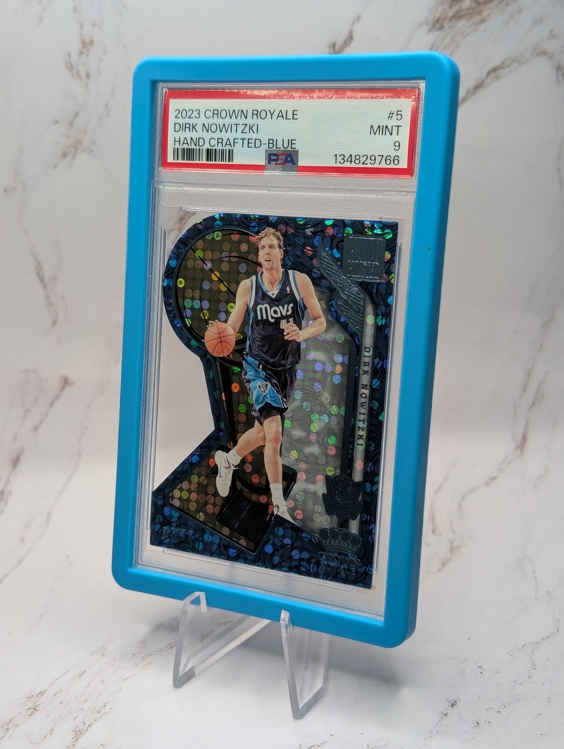 2023-24 Panini Crown Royale - Hand Crafted Dirk Nowitzki #5 Blue /75 PSA 9 2023-24 Panini Crown Royale - Hand Crafted Dirk Nowitzki #5 Blue /75 PSA 9