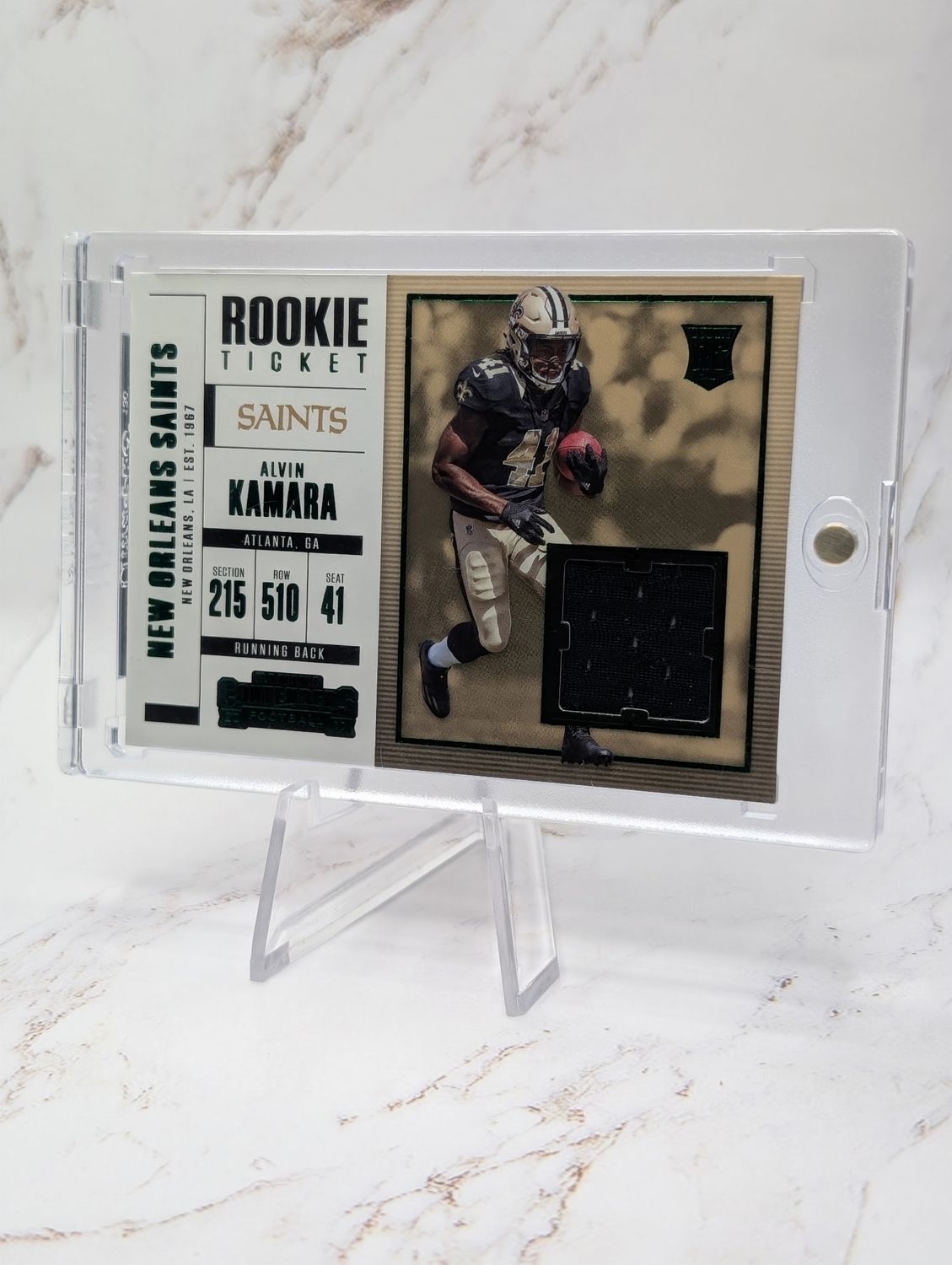 2017 Panini Contenders - Rookie Ticket Swatches Alvin Kamara #SW-13 (MEM, RC)