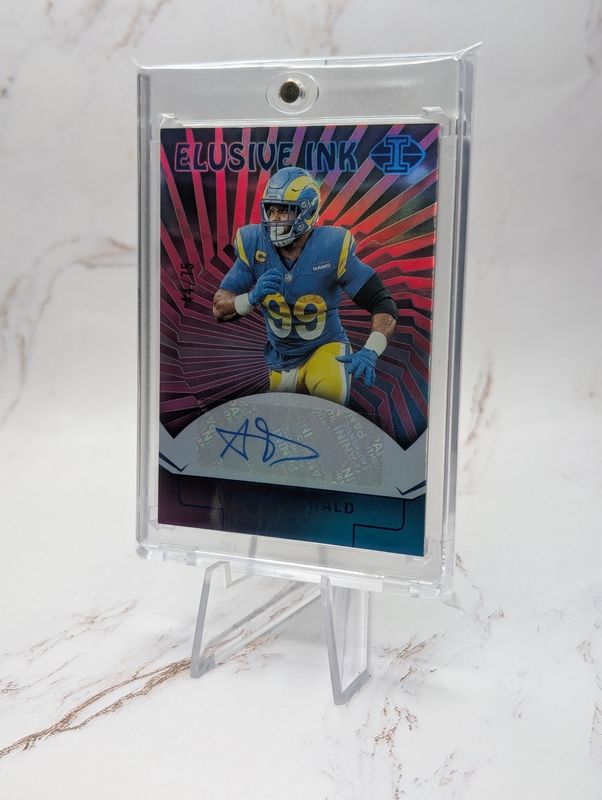 2024 Panini Illusions #El-ADD Aaron Donald Elusive Ink Blue #/75 Auto