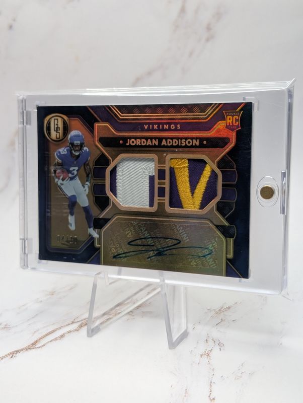 2023 Panini Gold Standard - Rookie Jersey Autographs Triple Jordan Addison #286 Sapphire /10