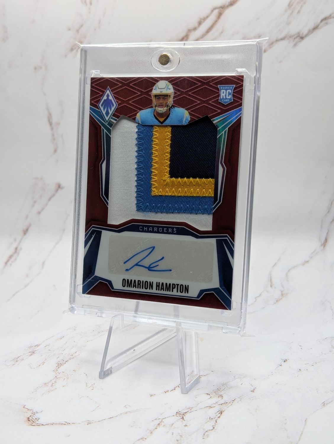 2025 Panini Phoenix - Rps Rookie Quad Patch Autographs Omarion Hampton Red /99