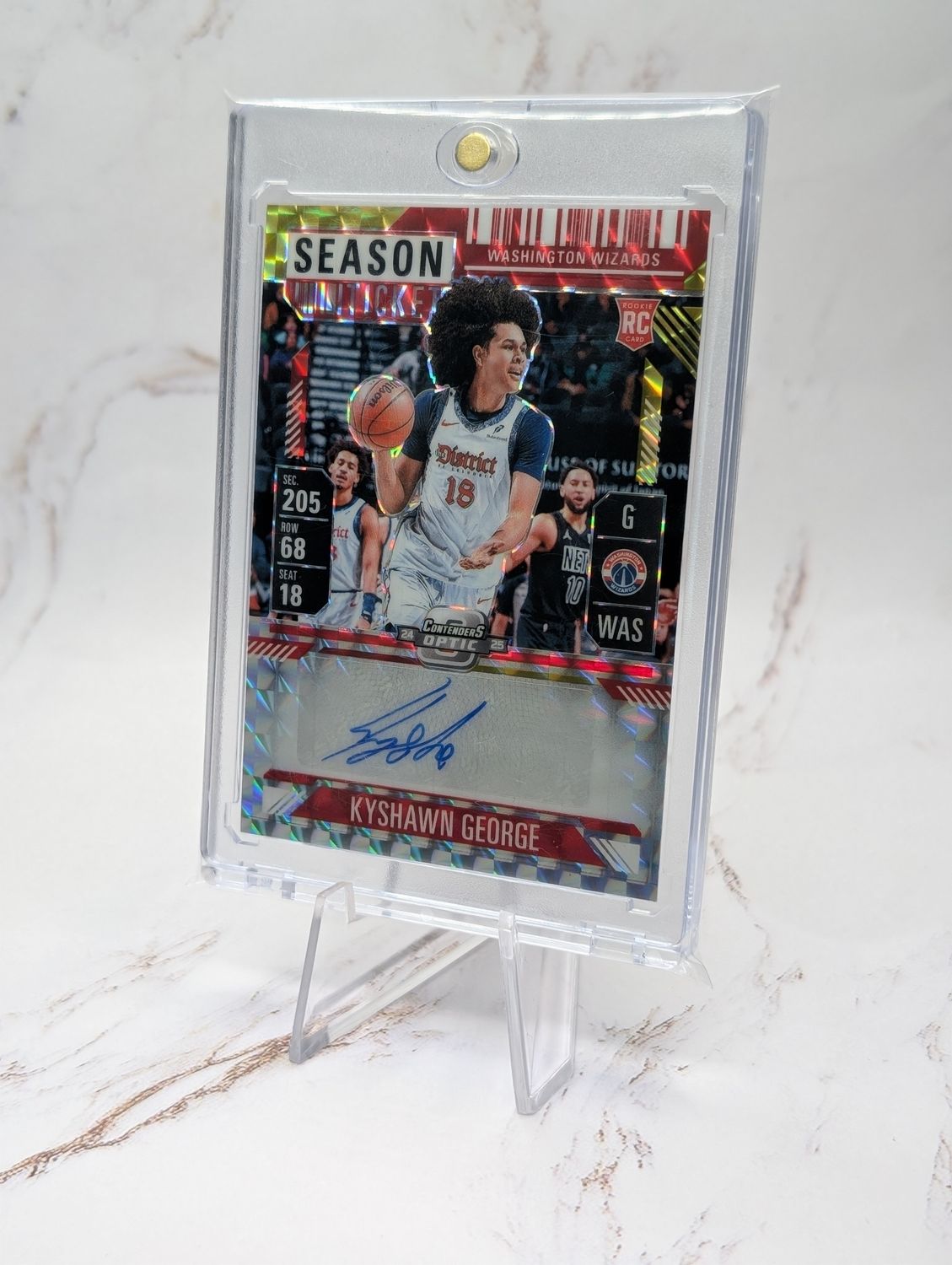 2024-25 Panini Arctic contenders Basketball Kyshawn George RC Season Ticket Auto Yellow