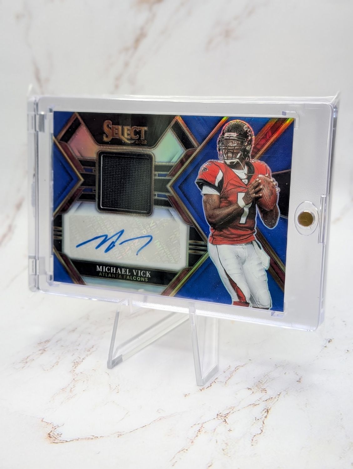 2022 Panini Select - Signature Memorabilia Michael Vick #SMP-MV Blue Prizm /75 (AU, MEM) 2022 Panini Select - Signature Memorabilia Michael Vick #SMP-MV Blue Prizm /75 (AU, MEM)