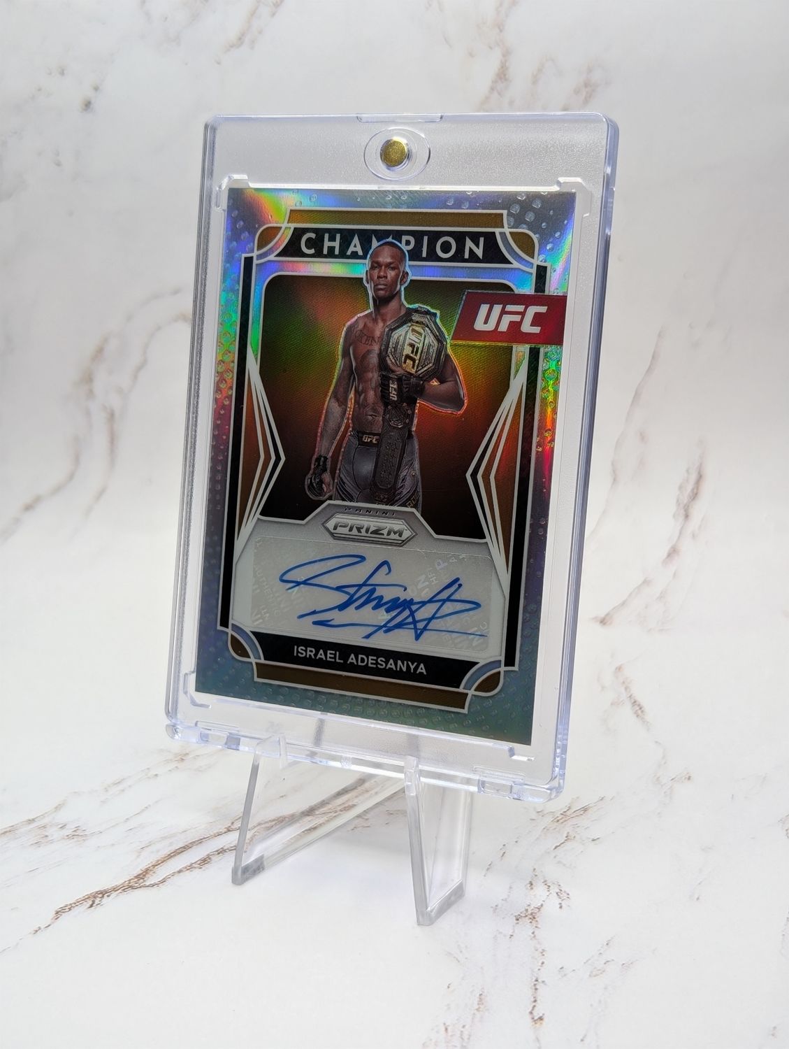 2022 Panini Prizm UFC Champion Signatures Silver #CSIAD Israel Adesanya Auto